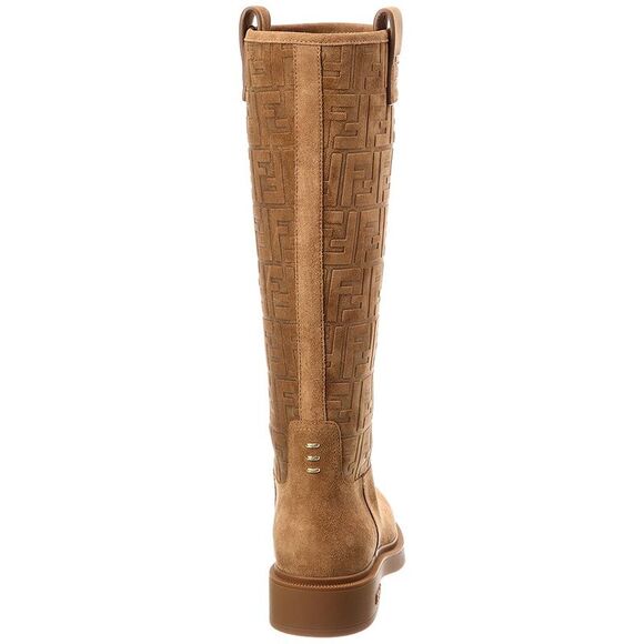 Fendi Filo Ff Suede Knee-High Boot, Brown - Picture 3 of 5